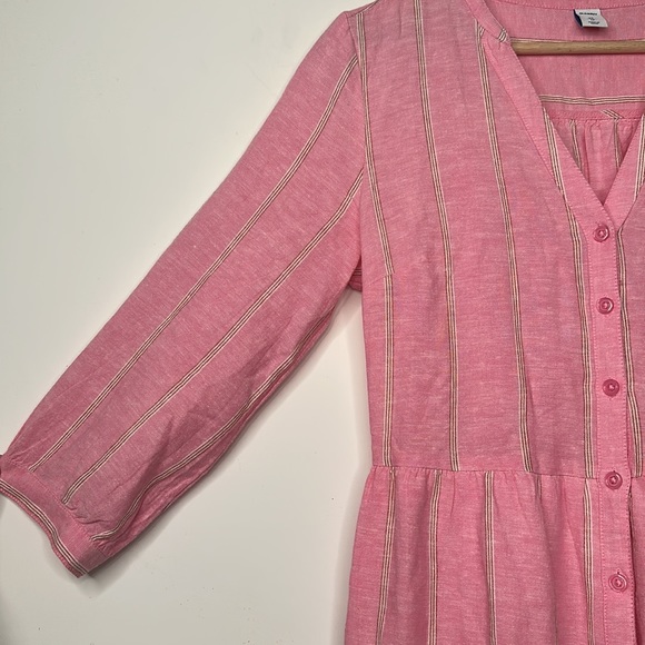 Old Navy Button Down Dress Womens Size XS Pink Striped - Picture 4 of 7